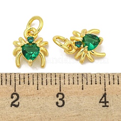 Rack Plating Brass Micro Pave Cubic Zirconia Spider Charms&nbsp;ZIRC-I065-02E