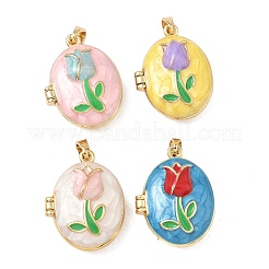 Brass Enamel Locket Pendants&nbsp;KK-F923-03B-G