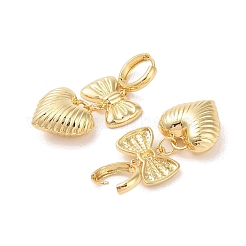 Bowknot with Heart Brass Hoop Earrings for Women&nbsp;EJEW-S231-04G-02