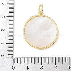 Brass Micro Pave Clear Cubic Zirconia & Natural White Shell Pendants&nbsp;CU-CBA6938-12G-01