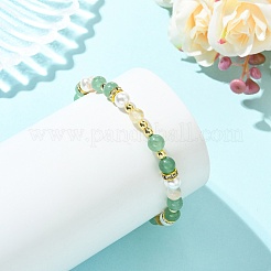 Natural Green Aventurine & Heated Citrine Non-magnetic Synthetic Hematite & Shell Pearl Beaded Bracelets for Women&nbsp;BJEW-JB13895-03