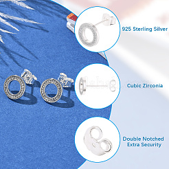 1 Pair 925 Sterling Silver Glass Flat Round Stud Earrings&nbsp;EJEW-BBC0001-89