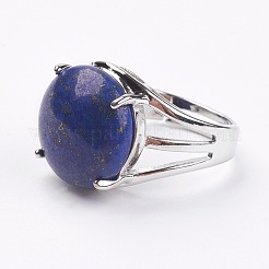 Adjustable Natural Lapis Lazuli Finger Rings&nbsp;RJEW-F075-01L