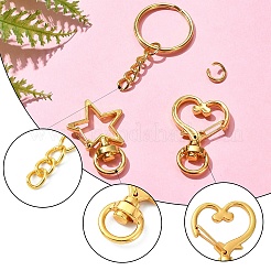 10Set 2 Styles Star Alloy Swivel Clasps with 10Pcs Iron Split Key Rings&nbsp;PURS-YW0001-01A