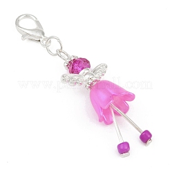 6Pcs Alloy & Glass Angel Pendant Decoratons&nbsp;HJEW-JM04208-03