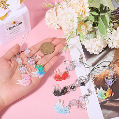 6Pcs 6 Colors Goldfish & Star Resin & Alloy Mobile Straps&nbsp;FIND-GL0001-93
