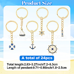 24Pcs 6 Style Alloy Enamel Keychains&nbsp;KEYC-YW00232