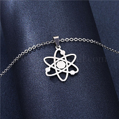 304 Stainless Steel Atomic Symbol Cutout Pendant Necklaces for Women&nbsp;WG2CB86-01