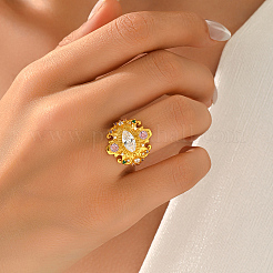 Brass Micro Pave Cubic Zirconia Finger Rings for Women&nbsp;QS5148-3