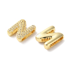 Rack Plating Brass Micro Pave Cubic Zirconia Slide Charms&nbsp;KK-C084-34G-N