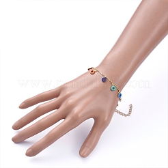 Donut Brass Enamel Charm Bracelets&nbsp;BJEW-JB05221-04