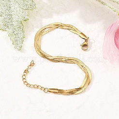 304 Stainless Steel Herringbone Chains Bracelets for Women&nbsp;BJEW-B137-02G