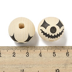 Printed Wood European Beads&nbsp;WOOD-G022-08B-17