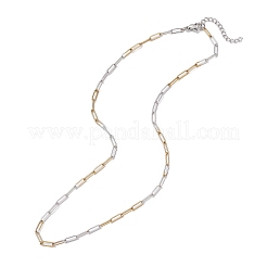 2Pcs 2 Styles 3MM Two Tone 304 Stainless Steel Paperclip Chain Necklaces for Women Men&nbsp;NJEW-JN05615