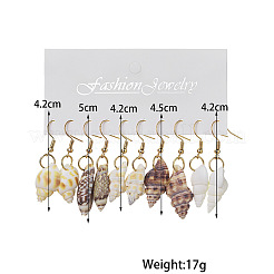 5 Pairs Bohemian Style Natural Shell Dangle Earrings&nbsp;FS-WG7C3B3-01