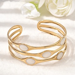 304 Stainless Steel Enamel Multi-layered Cuff Bangles for Women&nbsp;STAS-H259-07G