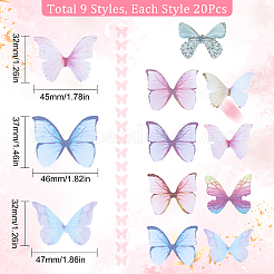 180Pcs 9 Style Two Tone Polyester Fabric Wings Crafts Decoration&nbsp;FIND-SC0004-16