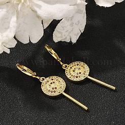 Brass Micro Pave Cubic Zirconia Leverback Earrings for Women&nbsp;EJEW-G419-01G