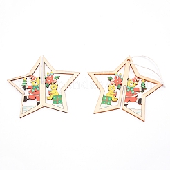 Wooden Christmas Star Ornaments&nbsp;WOOD-WH0112-12