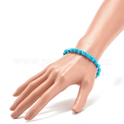 Synthetic Turquoise(Dyed) Skull Stretch Bracelet&nbsp;BJEW-JB08068-02
