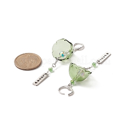 4 Pairs 4 Color Glass Flower Wind Chime Dangle Leverback Earrings&nbsp;EJEW-TA00209
