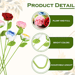 6Pcs 6 Colors Crochet Polyester Artificial Flower&nbsp;AJEW-SC0031-26