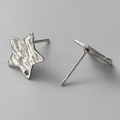 304 Stainless Steel Textured Geometry Stud Earrings Findings with Hole&nbsp;STAS-WH0027-54A