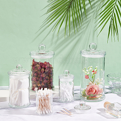 Column Glass Storage Jar with Lid&nbsp;AJEW-WA0004-78