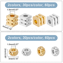 120Pcs 4 Style Brass Spacer Beads&nbsp;KK-CA0003-21