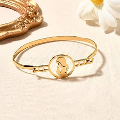 201 Stainless Steel Flat Round Link Bangles for Women&nbsp;BJEW-R014-01G-05