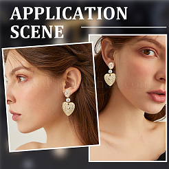 10Pcs Flat Round with Clover Brass Stud Earring Findings&nbsp;DIY-BBC0001-36