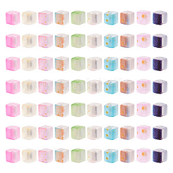 100Pcs 10 Colors Frosted Glass Beads with Golden Glitter Powder&nbsp;DGLA-TA0001-33
