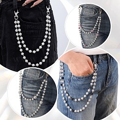 Polymer Clay Rhinestone Round Beaded Pants Chains for Women&nbsp;AJEW-WH0556-42D
