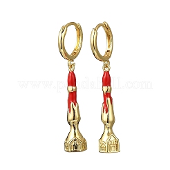 Brass Enamel House Hoop Earrings&nbsp;EJEW-B149-04G