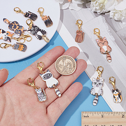 12Pcs 12 Styles Cat Alloy Enamel Pendant Decorations&nbsp;HJEW-PH02038