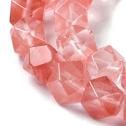 Cherry Quartz Glass Star Cut Round Beads Strands&nbsp;G-M418-C11-01