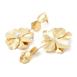 Flower Iron Dangle Stud Earrings&nbsp;EJEW-L096-006G