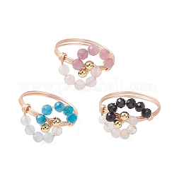 3Pcs 3 Styles Natural Gemstone Finger Rings&nbsp;RJEW-TA00228