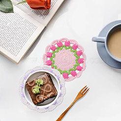 5Pcs 5 Colors Flower Cotton Coaster&nbsp;AJEW-GF0011-80