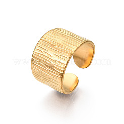 Ion Plating(IP) 304 Stainless Steel Texture Open Cuff Ring&nbsp;RJEW-S405-258G