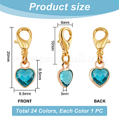 24Pcs 24 Colors Faceted Heart Glass Pendant Decoration&nbsp;HJEW-PH0001-68