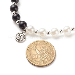 Alloy Yin-yang Charm Necklace with Plastic Imitation Pearl Beaded for Women&nbsp;NJEW-JN03914
