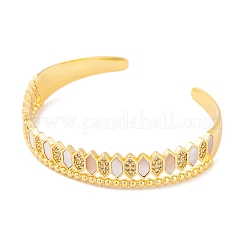 Brass Micro Pave Clear Cubic Zirconia Open Cuff Bangles for Women&nbsp;BJEW-S147-31G-A