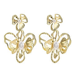 Alloy & Iron & Imitation Pearl Stud Earrings&nbsp;EJEW-M075-09G
