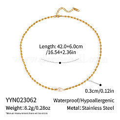 French Natural Freshwater Pearl Potato Stainless Steel Rice Beaded Necklaces for Women&nbsp;KT1786