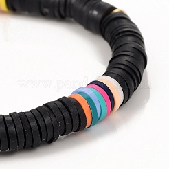 Handmade Polymer Clay Heishi Beads Stretch Bracelets&nbsp;BJEW-JB05304-05