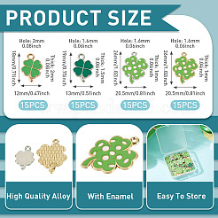 60Pcs 4 Styles Alloy Enamel Clover Pendants&nbsp;ENAM-TA0003-89