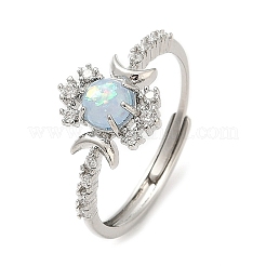 Brass Micro Pave Cubic Zirconia Finger Rings&nbsp;RJEW-D318-03P
