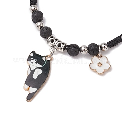 Natural Lava Rock Beads Braided Bead Bracelets&nbsp;BJEW-TA00621-01