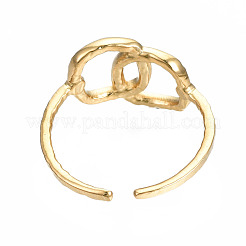 304 Stainless Steel Interlocking Oval Open Cuff Ring&nbsp;RJEW-T023-79G